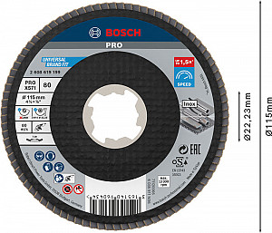 Lamelna brusna plošča PRO X571, 115 mm, G80, X-Lock
