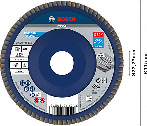 Lamelna brusna plošča PRO X571, 115 mm, G60