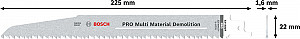 List PRO Multi Material Demolition S1110VF, 1,6 x 22 x 225 mm, 2 kosa
