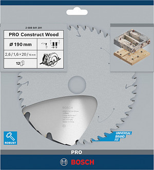 List za krožno žago PRO Construct Wood, 190 x 2,6 x 20 mm