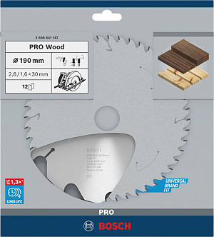 List za krožno žago PRO Wood, 190 x 2,6 x 30 mm, T12