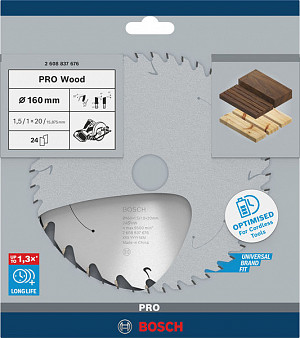 List za krožno žago PRO Wood cordless, 160 x 1,5 x 20 mm, T24