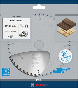 List za krožno žago PRO Wood cordless, 165 x 1,5 x 20 mm, T48