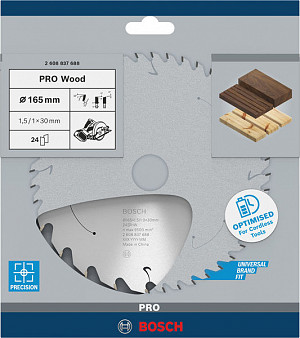 List za krožno žago PRO Wood cordless, 165 x 1,5 x 30 mm, T24