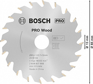 List za krožno žago PRO Wood cordless, 85 x 1,1 x 15 mm
