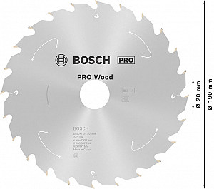 List za krožno žago PRO Wood cordless, 190 x 1,6 x 20 mm, T24