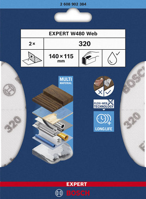 List za ročno brušenje EXPERT W480 Web 1/4, 115 x 140 mm, G320