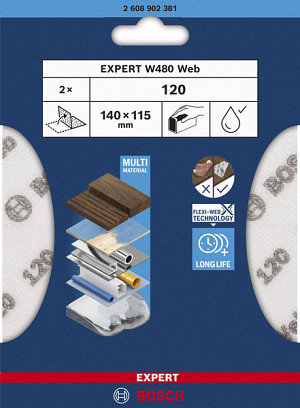 List za ročno brušenje EXPERT W480 Web 1/4, 115 x 140 mm, G120