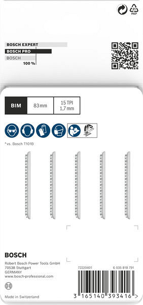 List za vbodno žago PRO Laminate clean T101BIF, 83 mm, 5 kosov
