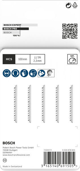 List za vbodno žago PRO Plastics PVC clean T102H 100 mm, 5 kosov