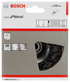 Lončasta žična ščetka PRO Metal clean, 100 x 0,5 mm, navoj