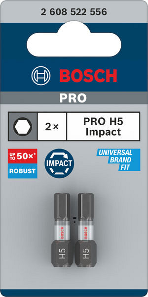 Nastavek PRO Hex Impact, H5, 25 mm, 2 kosa