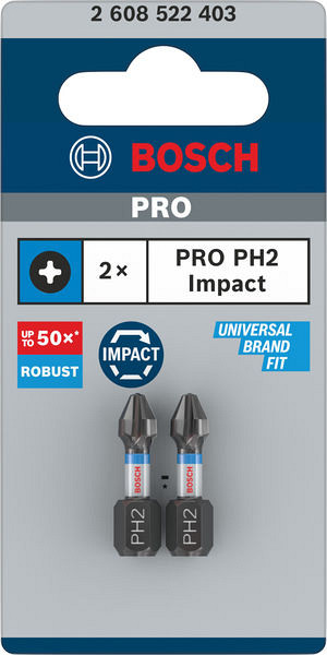 Nastavek PRO Phillips Impact, PH2, 25 mm, 2 kosa