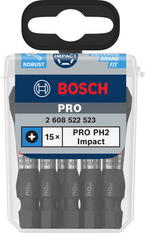 Nastavek PRO Phillips Impact, PH2, 55 mm, 15 kosov