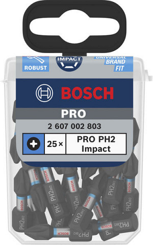 Nastavek PRO Phillips Impact, PH2, 25 mm, razstavno stojalo, 10 x 25 kosov