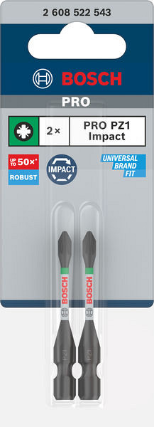 Nastavek PRO Pozidriv Impact, PZ1, 55 mm, 2 kosa