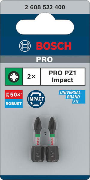 Nastavek PRO Pozidriv Impact, PZ1, 25 mm, 2 kosa