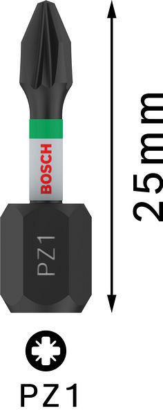 Nastavek PRO Pozidriv Impact, PZ1, 25 mm, 2 kosa