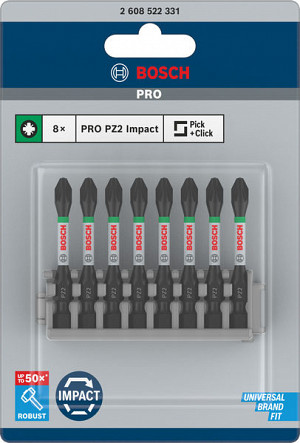 Nastavek PRO Pozidriv Impact, PZ2, 55 mm, 8 kosov