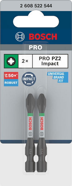 Nastavek PRO Pozidriv Impact, PZ2, 55 mm, 2 kosa