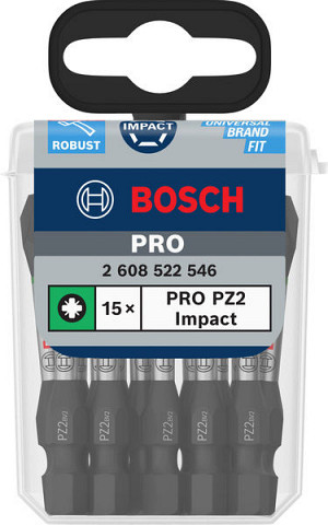 Nastavek PRO Pozidriv Impact, PZ2, 55 mm, 15 kosov