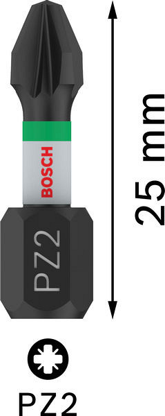 Nastavek PRO Pozidriv Impact, PZ2, 25 mm, 2 kosa