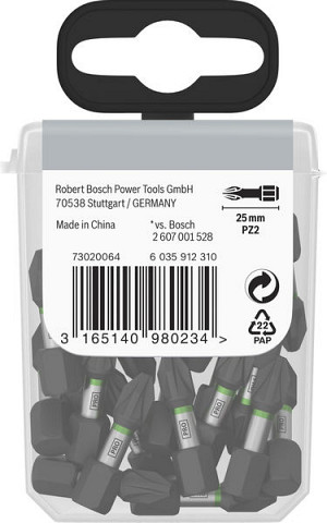 Nastavek PRO Pozidriv Impact, PZ2, 25 mm, razstavno stojalo, 10 x 25 kosov