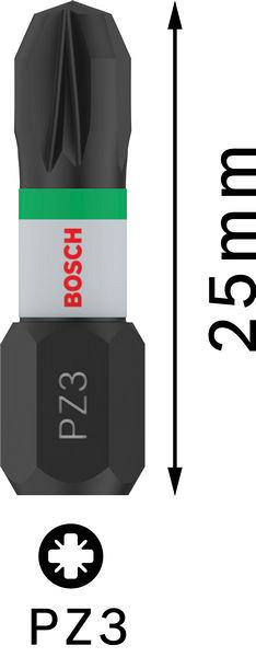 Nastavek PRO Pozidriv Impact, PZ3, 25 mm, 2 kosa