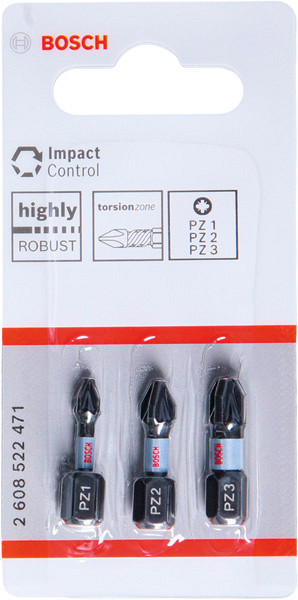 Nastavek PRO PZ Impact, PZ1 x 25, PZ2 x 25, PZ3 x 25 mm, 3 kosi