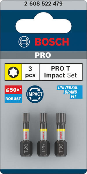 Nastavek PRO T Impact, T20 x 25, T25 x 25, T30 x 25 mm, 3 kosi