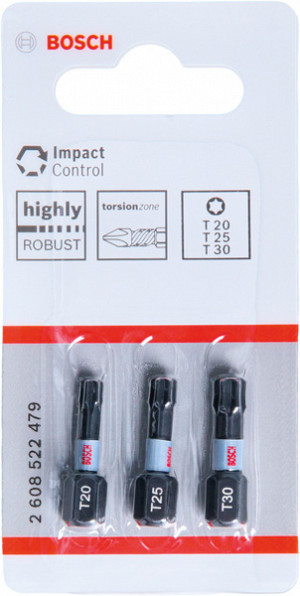 Nastavek PRO T Impact, T20 x 25, T25 x 25, T30 x 25 mm, 3 kosi