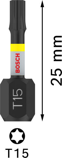 Nastavek PRO Torx Impact, T15, 25 mm, 2 kosa