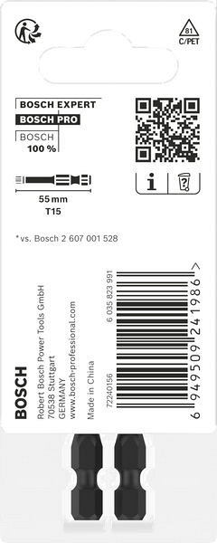 Nastavek PRO Torx Impact, T15, 55 mm, 2 kosa