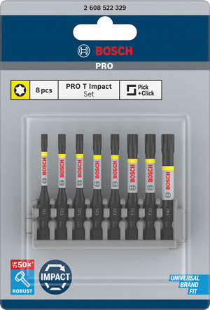 Nastavek PRO Torx Impact, T15, T20(x2), T25(x2), T30(x2), T40, 55 mm, 8 kosov