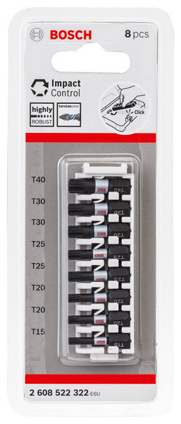 Nastavek PRO Torx Impact, T15, T20(x2), T25(x2), T30(x2), T40, 25 mm, 8 kosov