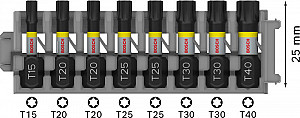 Nastavek PRO Torx Impact, T15, T20(x2), T25(x2), T30(x2), T40, 25 mm, 8 kosov
