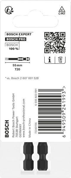 Nastavek PRO Torx Impact, T20, 55 mm, 2 kosa