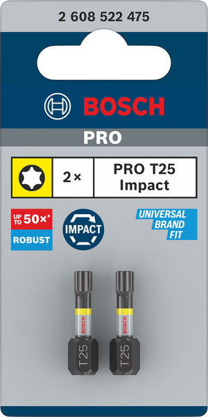 Nastavek PRO Torx Impact, T25, 25 mm, 2 kosa