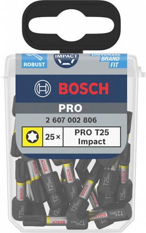 Nastavek PRO Torx Impact, T25, 25 mm, razstavno stojalo, 10 x 25 kosov