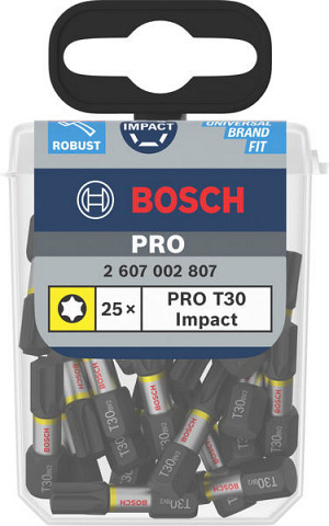 Nastavek PRO Torx Impact, T30, 25 mm, razstavno stojalo, 10 x 25 kosov
