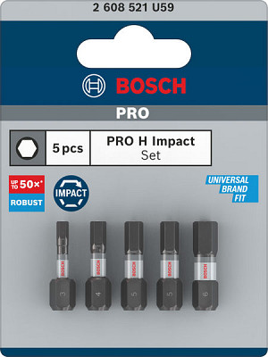 Nastavki PRO H Impact, H3, H4, H5 (x 2), H6, 25 mm, 5 kosov