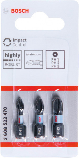 Nastavki PRO PH Impact, PH1 x 25, PH2 x 25, PH3x 25 mm, 3 kosi