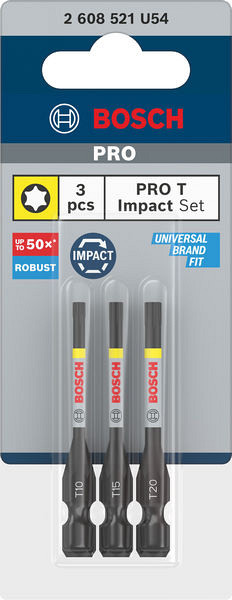 Nastavki PRO T Impact, T10, T15, T20, 55 mm, 3 kosi