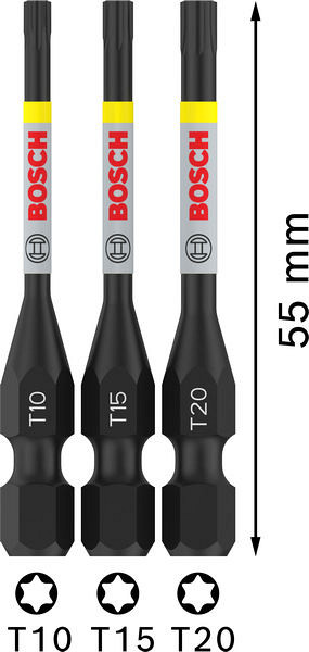 Nastavki PRO T Impact, T10, T15, T20, 55 mm, 3 kosi