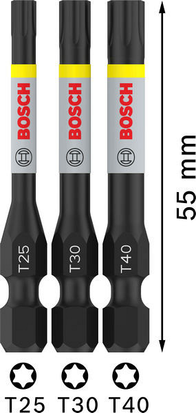 Nastavki PRO T Impact, T25, T30, T40, 55 mm, 3 kosi
