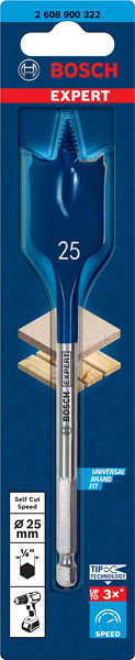 Ploščati rezkalni sveder EXPERT Self Cut Speed, 25 x 152 mm