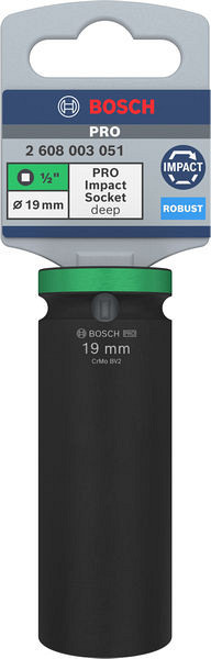 PRO Impact Socket, 1/2 palca, 19 mm, globok