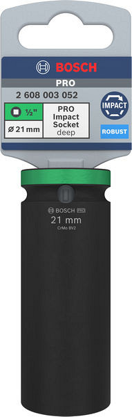 PRO Impact Socket, 1/2 palca, 21 mm, globok