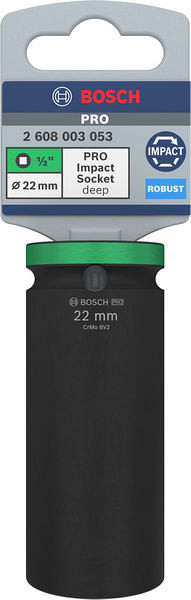 PRO Impact Socket, 1/2 palca, 22 mm, globok
