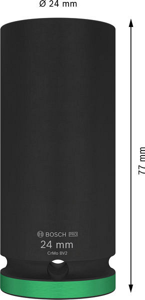PRO Impact Socket, 1/2 palca, 24 mm, globok